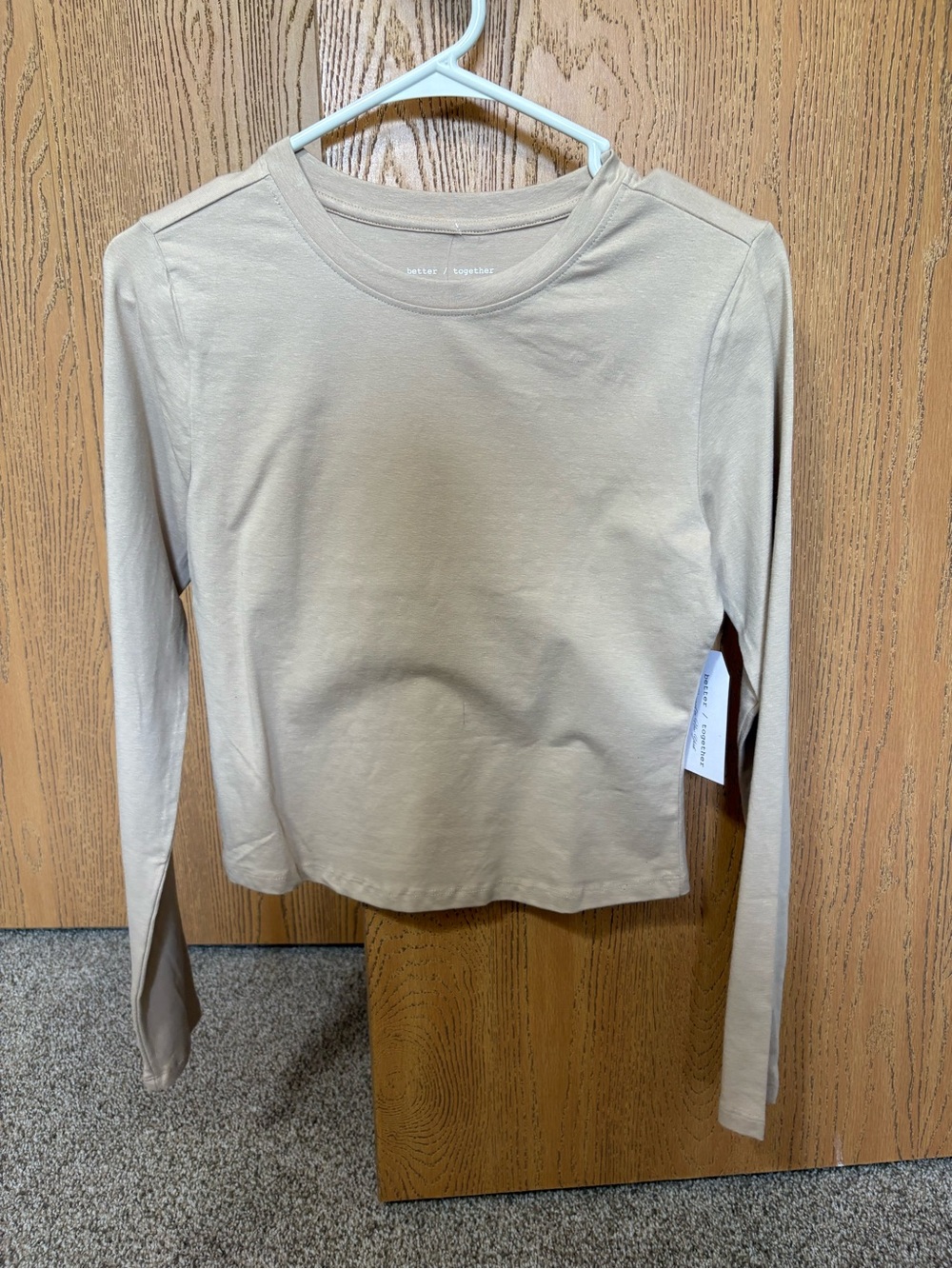 Together Women's Long Sleeve Crewneck Top in Taupe